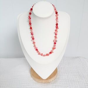 NEW Gemstone Beaded Necklace - Pink Shell Quartzite - Handcrafted Necklace